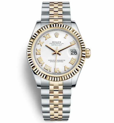 Rolex Lady-Datejust Two Tone Gold Watch 178273-0073 White