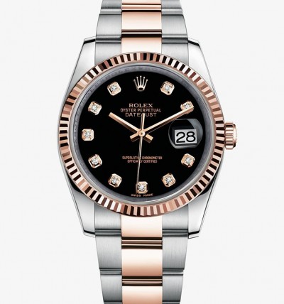 Rolex Datejust 36 Rose Gold Watch 116231-0071 Black Dial
