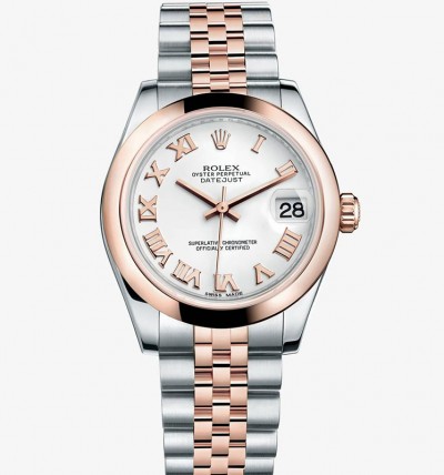 Rolex Lady-Datejust Two Tone Rose Gold Watch 178241-0062 White