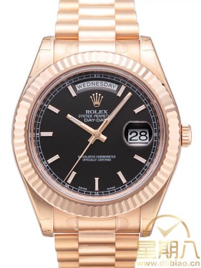 Rolex Day-Date II Rose Gold Watch 218235 Presidential Black