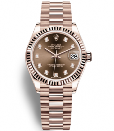 Rolex Lady-Datejust All Rose Gold Watch 278275-0010 Chocolate