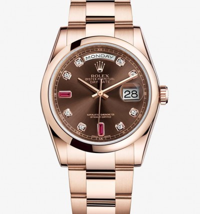 Rolex Day-Date Rose Gold Watch 118205F-0107 Oyster Chocolate