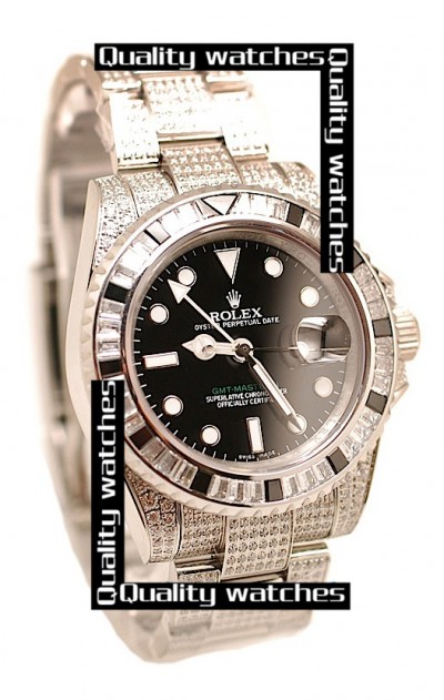 Rolex GMT-Master II Cloned 3285 Movement Watch Dense Diamonds Bracelet 