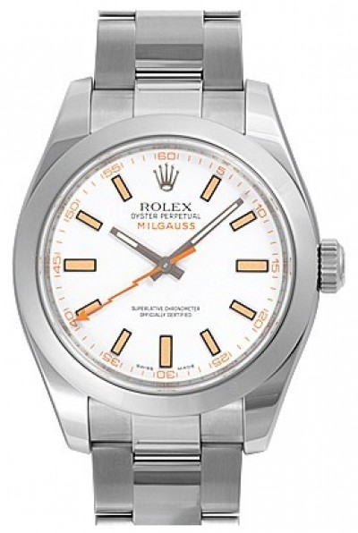 Rolex Milgauss Watch 116400-0002 White Dial