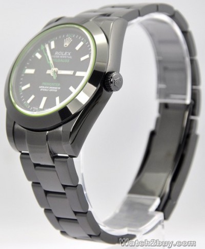 Rolex Milgauss Watch Green Second Hand All Black