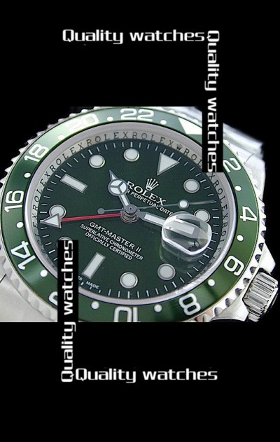 Rolex GMT-Master II Cloned 3285 Movement Watch Green Dial And Bezel