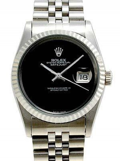 Rolex Datejust 36 Watch Jubilee Bracelet No Hour Markers Black