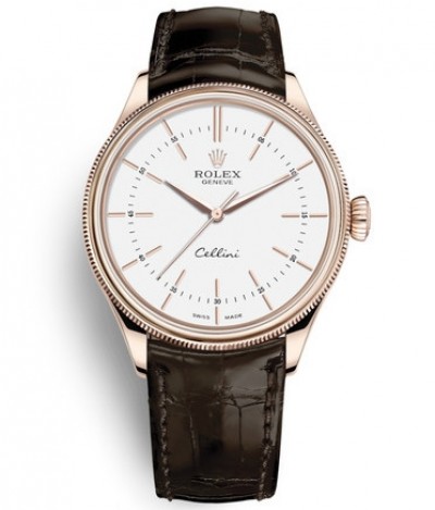 Rolex Cellini Time Rose Gold Watch 50505-0020 White Dial