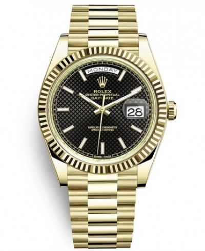 Rolex Day-Date II Watch All Gold 228238-0007 Black Dial