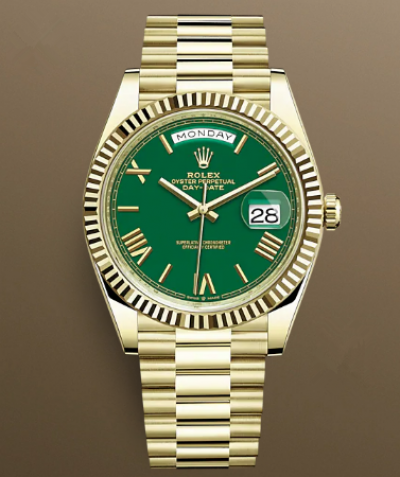 Rolex Day-Date II Gold Watch 228238-0061 Presidential Green