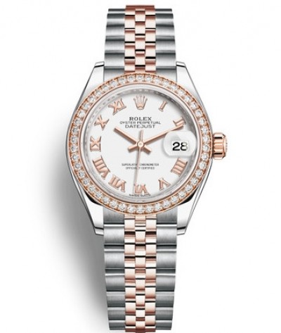 Rolex Lady-Datejust Two Tone Rose Gold Watch 279381rbr-0021 White
