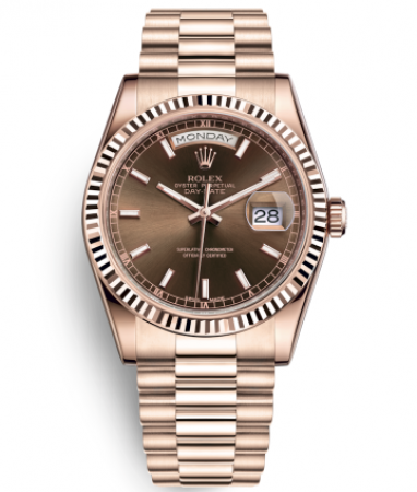Rolex Day-Date Rose Gold Watch 118235F-0121 Presidential Chocolate