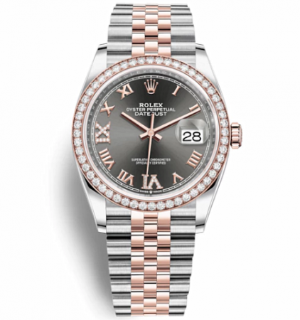 Rolex Datejust 36 Rose Gold Watch 126281RBR-0011 Jubilee Gray