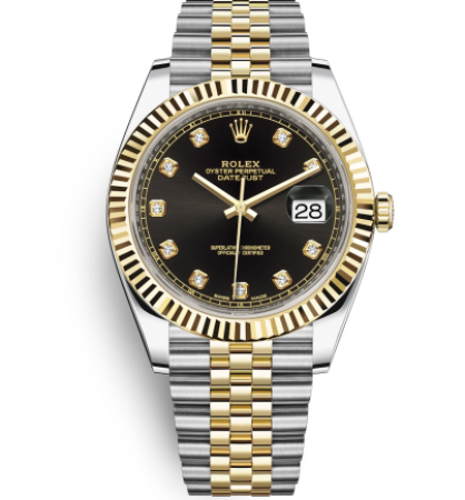 Rolex Datejust II Two-Tone Gold Watch 126333-0006 Jubilee Black