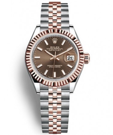 Rolex Lady-Datejust Two Tone Rose Gold Watch 279171-0017 Chocolate