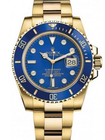 Rolex Submariner Date Gold Watch 116618GL Blue